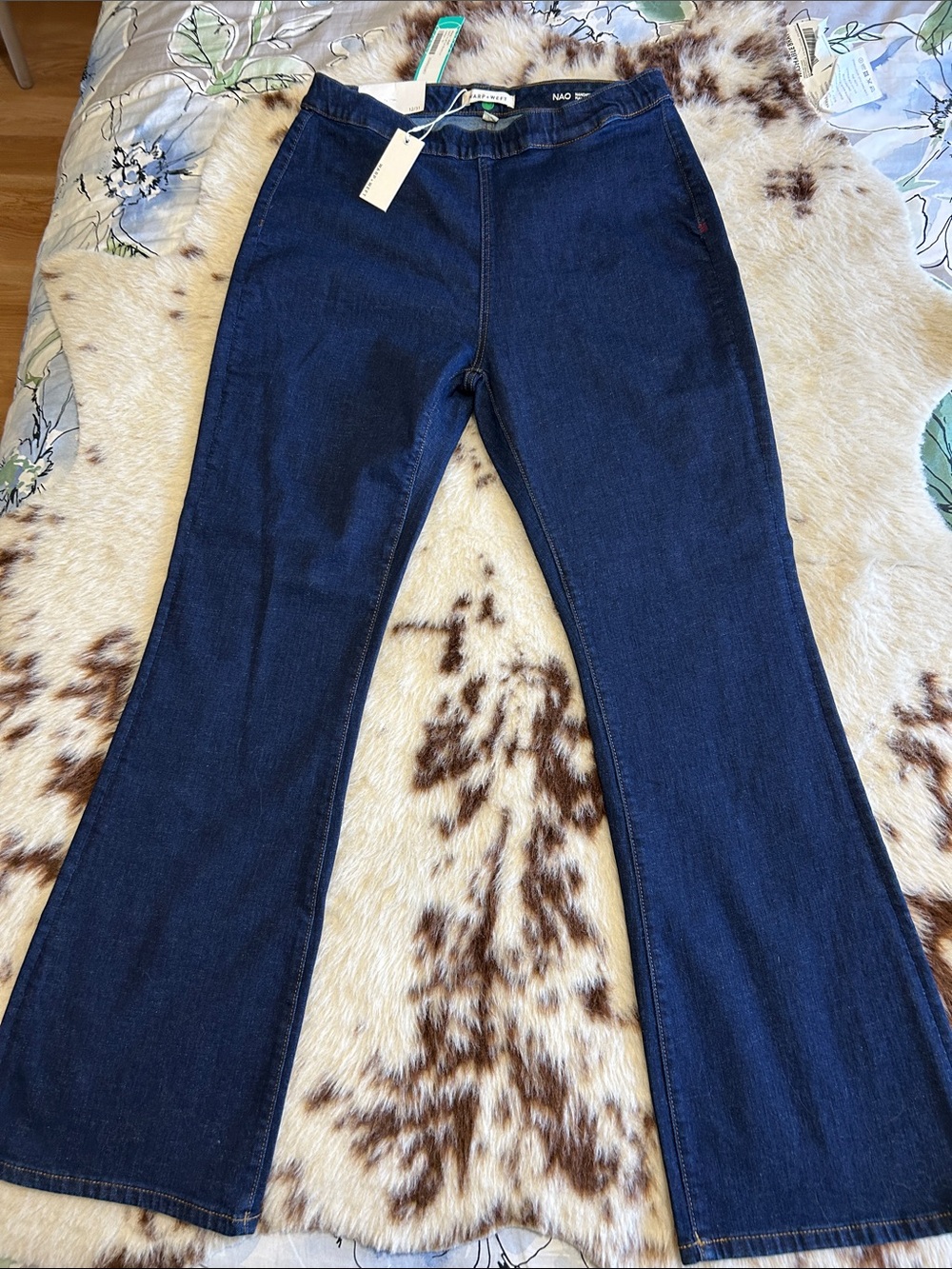Warp + Weft Dark Indigo Pull-On Bootcut Jeans